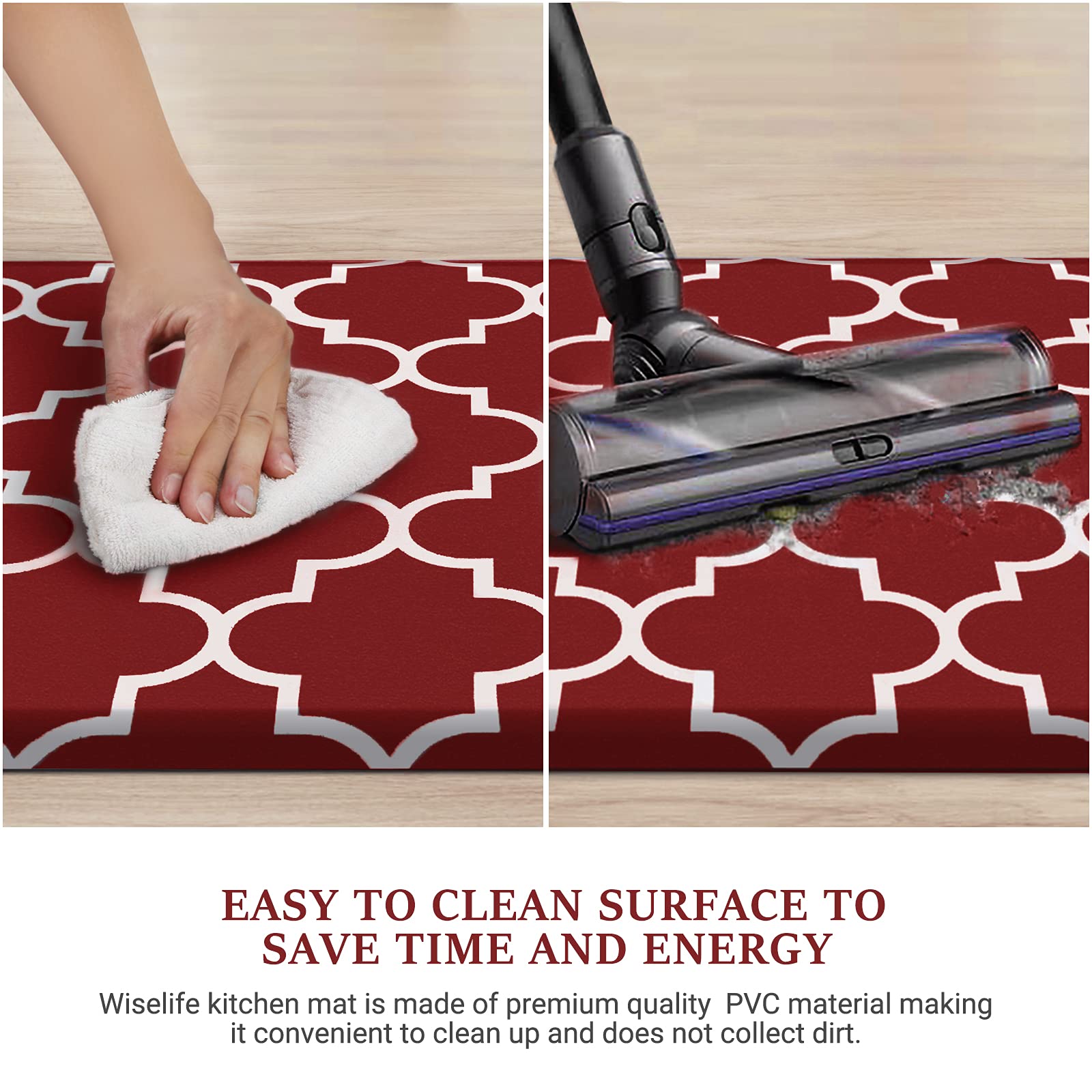 Wiselife Cushioned Anti-Fatigue Mats,17.3''X 28'',Non Slip Waterproof Heavy Duty Pvc Ergonomic Comfort Rug For Kitchen, Floor Ho